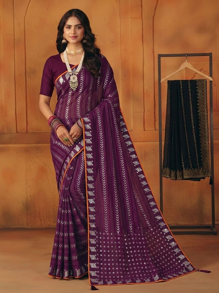 Shiv Chakra Designer Purple Saree
