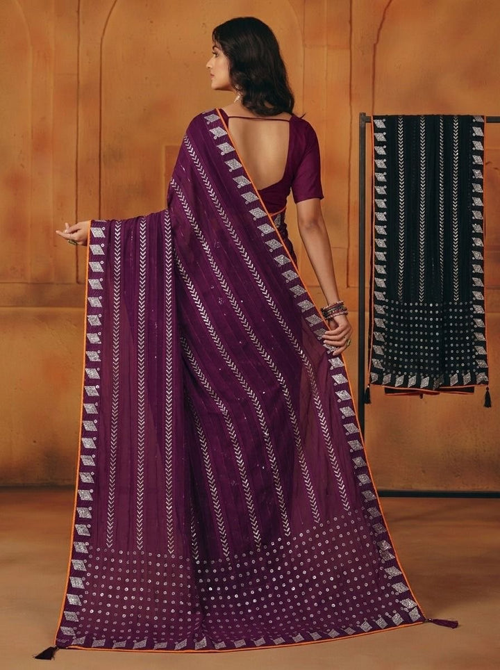 Shiv Chakra Designer Purple Saree