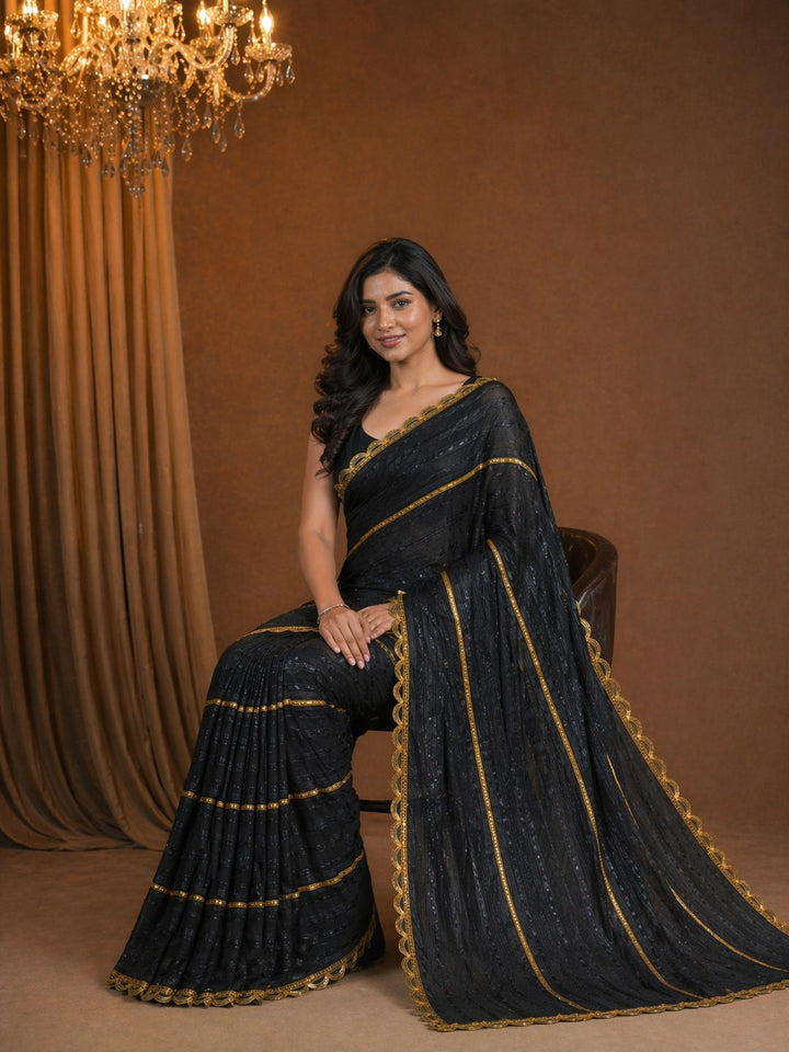 Shiv Chakra Royale Black Saree