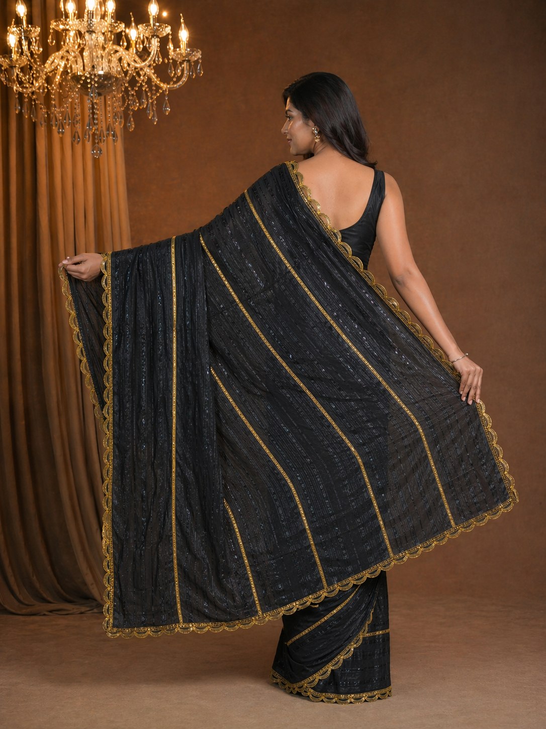 Shiv Chakra Royale Black Saree