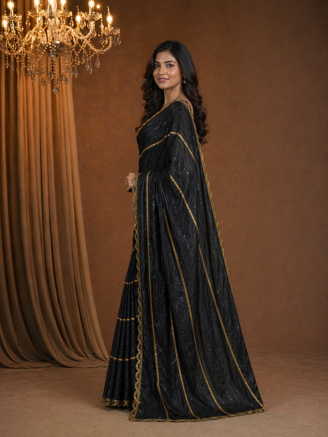 Shiv Chakra Royale Black Saree
