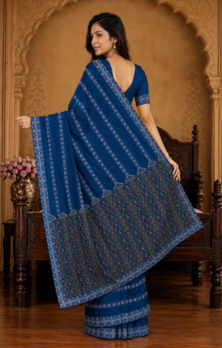 Shiv Chakra Ethnic Blue Saree