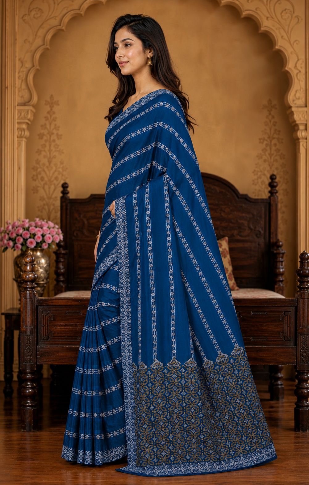 Shiv Chakra Ethnic Blue Saree