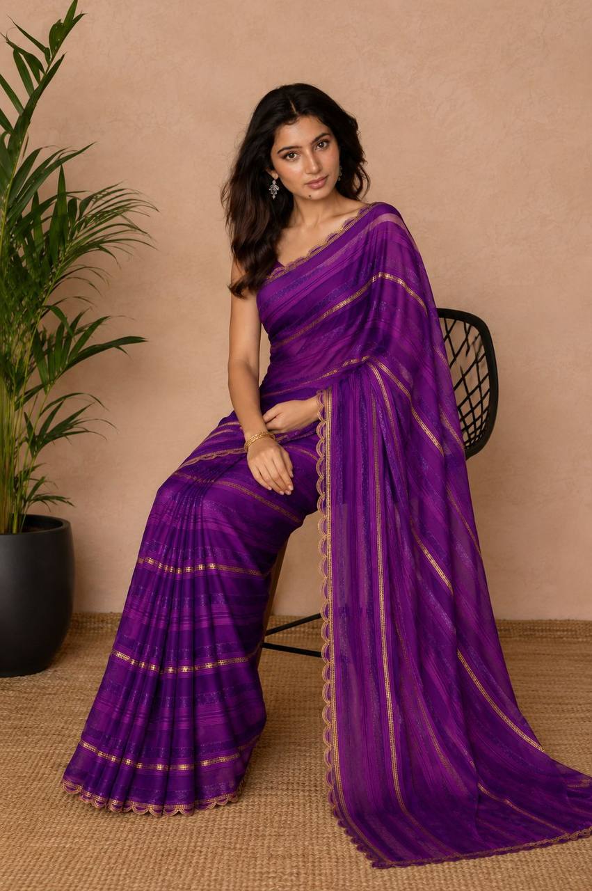 Shiv Chakra Divine Elegance Purple Saree