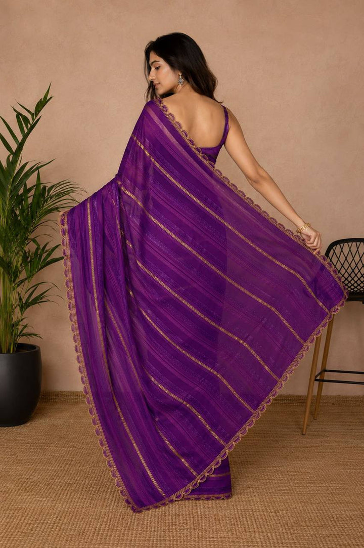 Shiv Chakra Divine Elegance Purple Saree