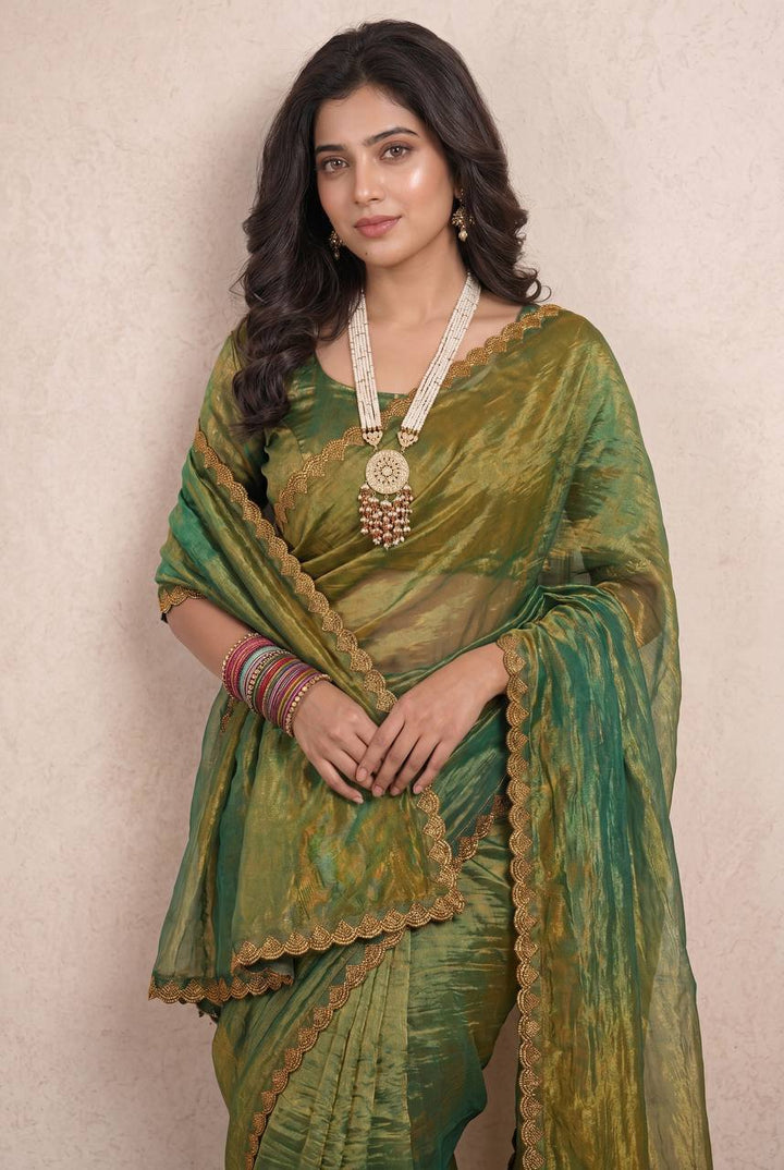 Shiv Chakra Premium Traditional Green Saree