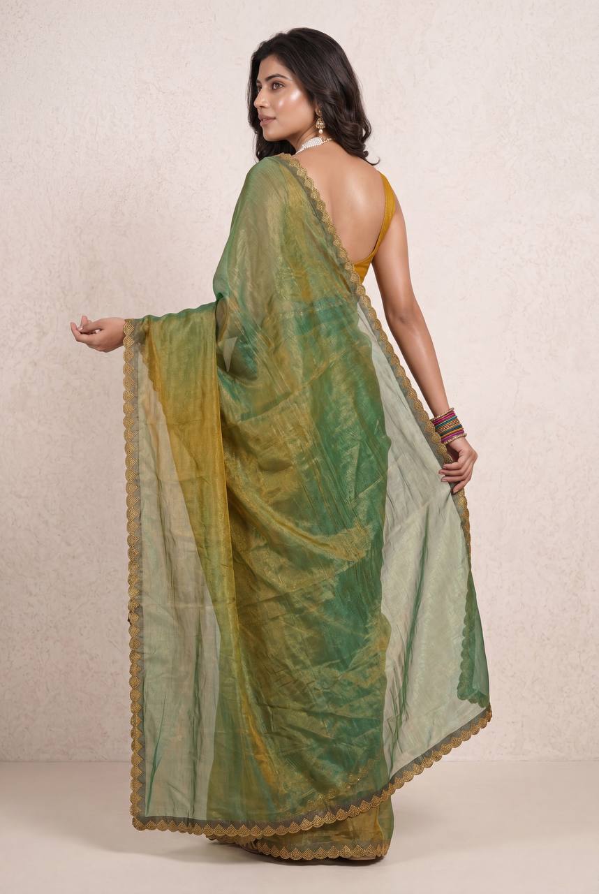 Shiv Chakra Premium Traditional Green Saree