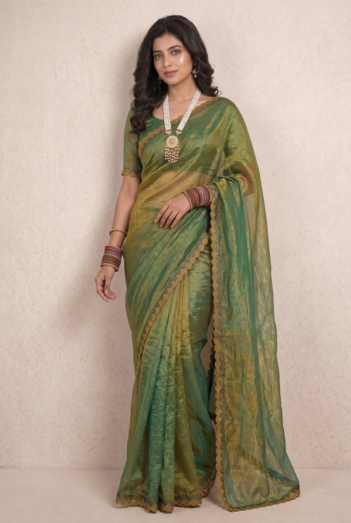 Shiv Chakra Premium Traditional Green Saree